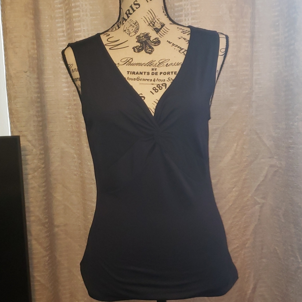 Fitted navy Blue sleeveless blouse